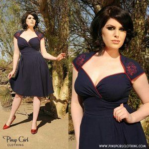 SOLD Pinup Girl "Luscious" navy blue octopus dress